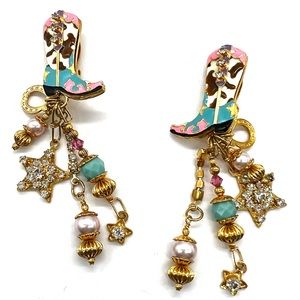 Lunch at the Ritz LATR 2 Go vintage rodeo style cowboy cowgirl boots earrings